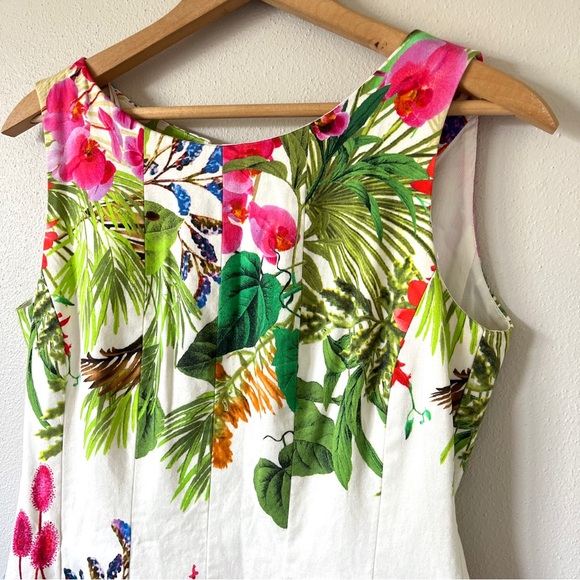 Zara White Cotton Tropical Floral Mini Panel Dress with Back Cutout - Picture 5 of 15